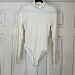 Free People Ivory Ribbed Turtleneck Bodysuit Size Medium